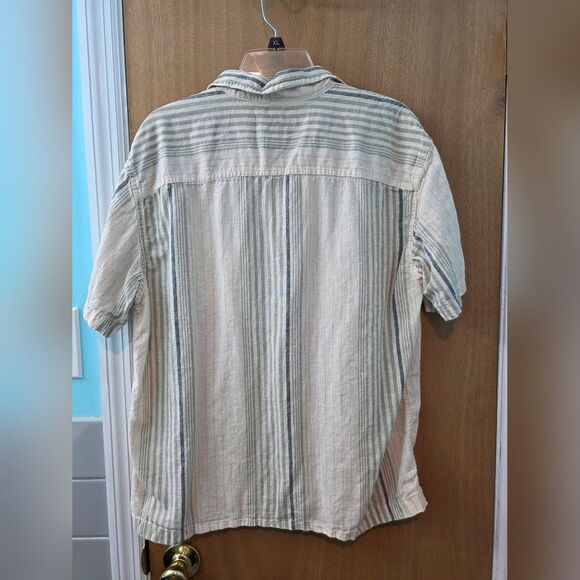 American Eagle Outfitters Cream and Green Casual Button Down Shirt Mens M - Picture 2 of 3